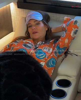 Meredith's oarnge caviar print pajamas on The Real Housewives of Salt Lake City