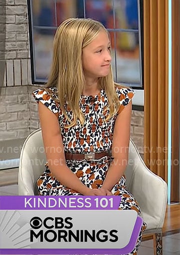 Meryl Hartman’s brown floral dress on CBS Mornings