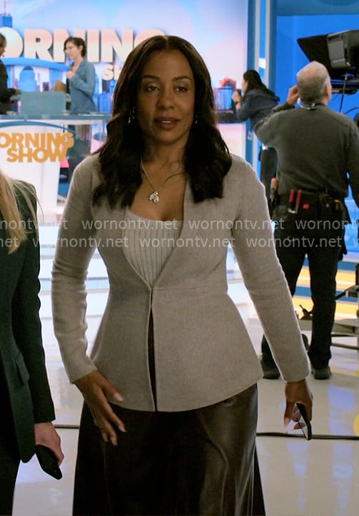 Mia’s grey jacket on The Morning Show
