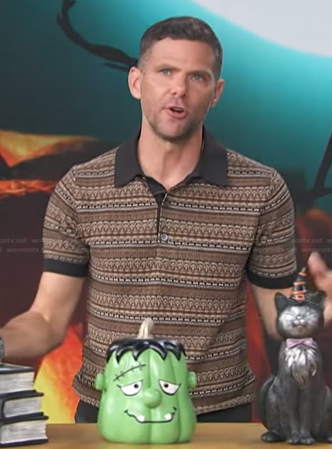 Mikey Day’s fairisle polo on Access Hollywood