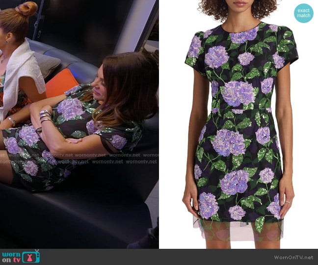Milly Kyla Sequined Floral Minidress in Lilac Multi worn by Adriana de Moura (Adriana de Moura) on The Real Housewives of Miami