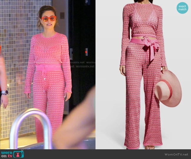 Milly Nami Pointelle Shrug Cover-up Top and Pants worn by Adriana de Moura (Adriana de Moura) on The Real Housewives of Miami