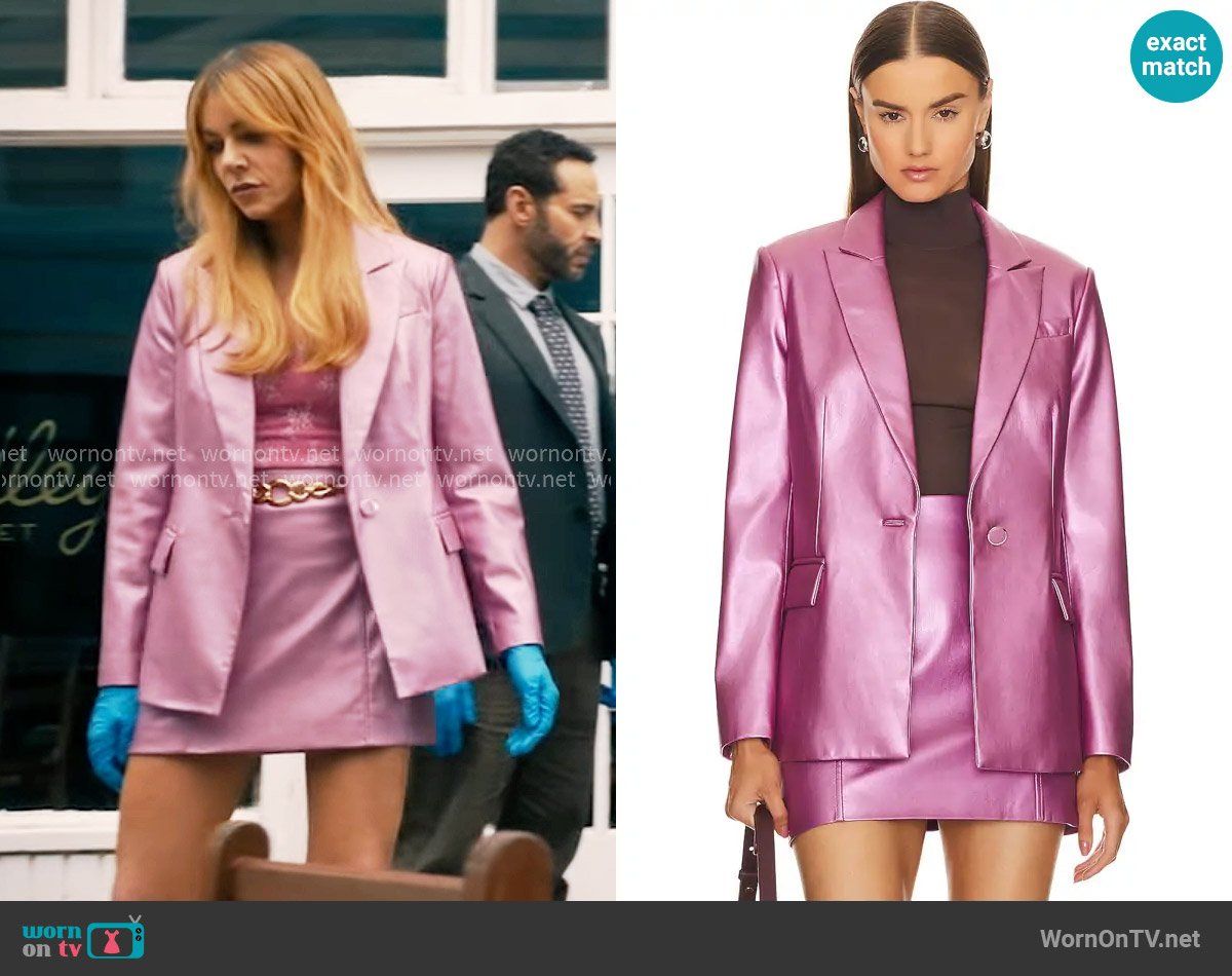 Milly Oliviana Metallic Faux Leather Skirt worn by Morgan Gillory (Kaitlin Olson) on High Potential
