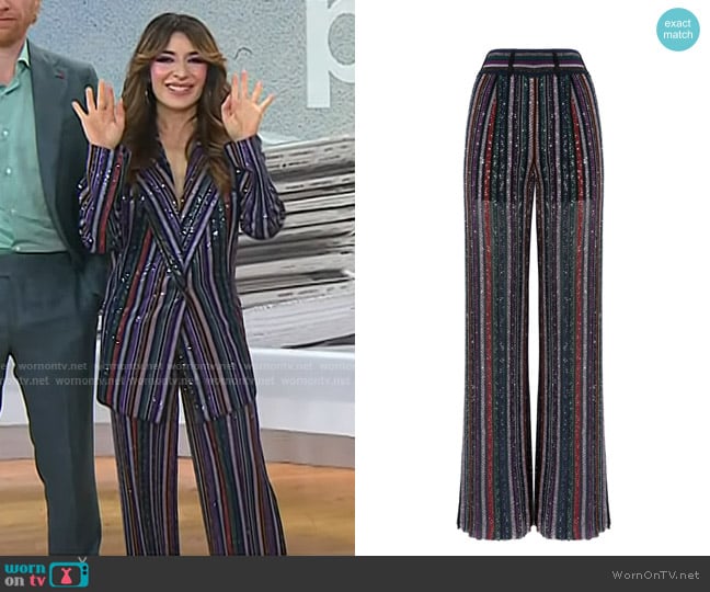 Missoni Long Pants In Herringbone Stripe Knit worn by Sabrina Impacciatore on Today