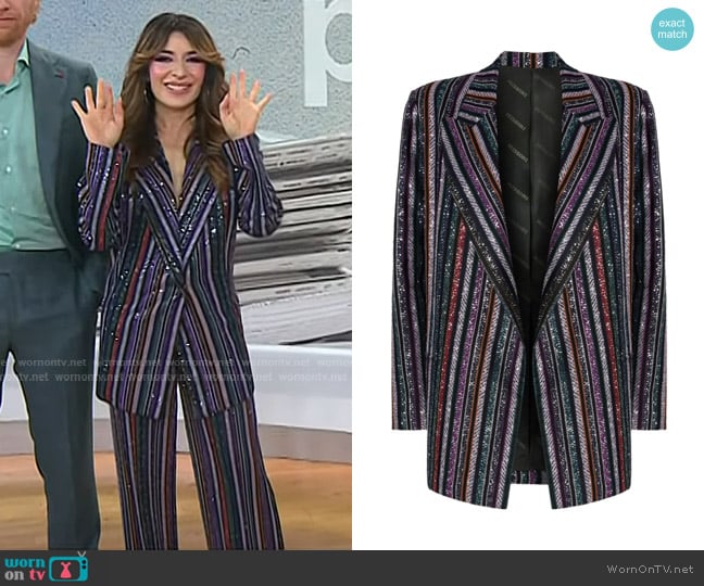 Missoni Sequin-striped Jacket worn by Sabrina Impacciatore on Today
