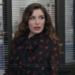 Esmerelda’s black strawberry print blouse on The Paper
