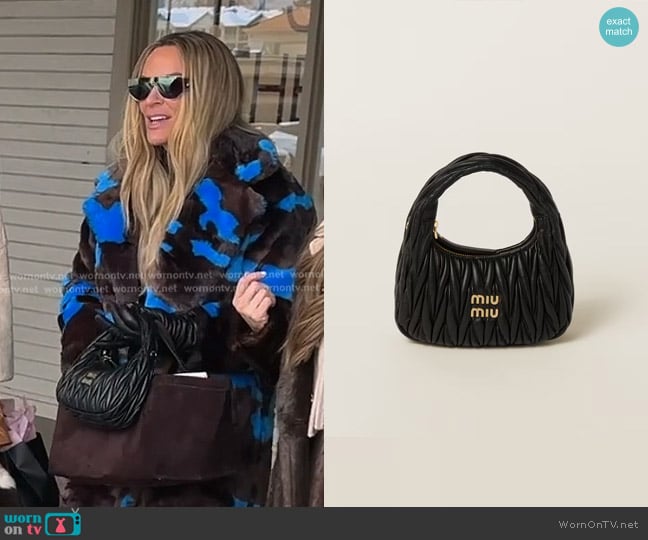 Miu Miu Wander Matelassé Nappa Leather Hobo Bag worn by Heather Gay on The Real Housewives of Salt Lake City