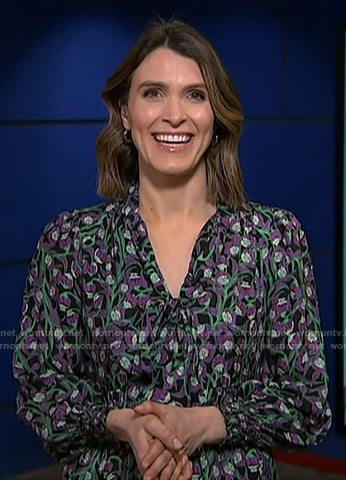 Molly's black floral tie neck dress on Today