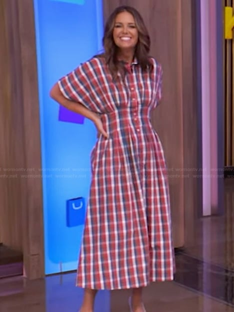 Monica Mangin’s gingham check dress on Live with Kelly and Mark