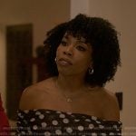 Monica’s black polka dot off-shoulder top on Reasonable Doubt