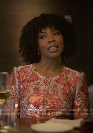 Monica's sequin floral jacket on Reasonable Doubt