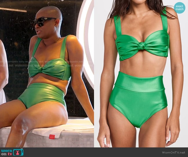 Montce Hayden Bikini Top and Bottoms in Emerald Shimmer worn by Guerdy Abraira (Guerdy Abraira) on The Real Housewives of Miami