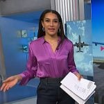 Morgan’s purple blouse and jeans on NBC News Daily