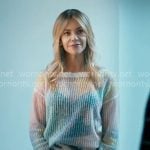 Morgan’s pastel sweater and tiger print skirt on High Potential
