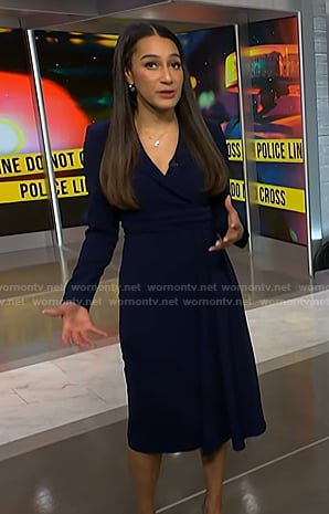 Morgan’s navy collared wrap dress on NBC News Daily
