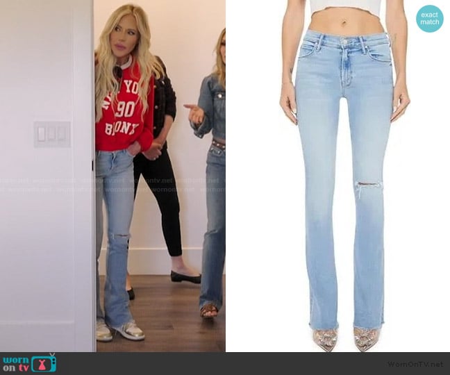 Mother Runaway Frayed Hem Skinny Flare Jeans worn by Jennifer Pedranti on The Real Housewives of Orange County