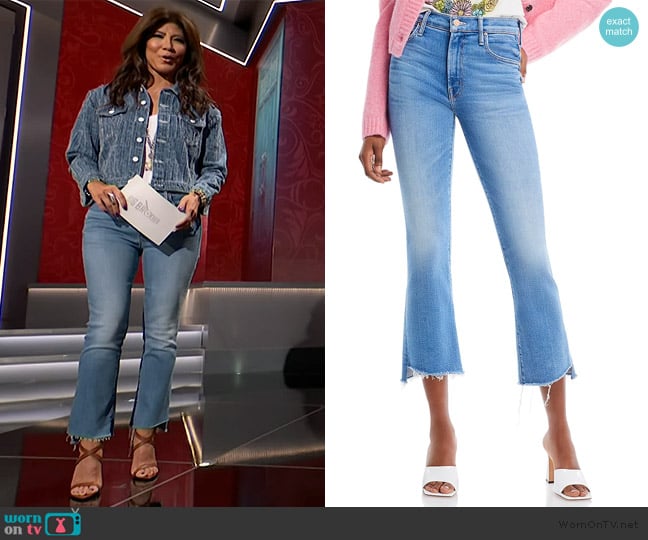 Mother The Insider High Rise Crop Step Fray Bootcut Jeans worn by Julie Chen on Big Brother