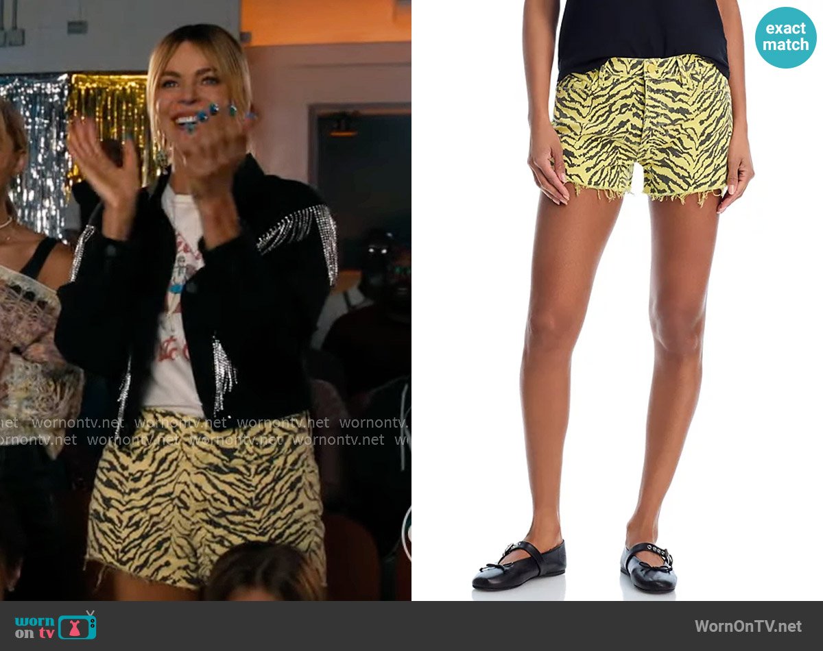 Mother The Rocky Tomcat Kick Fray High Rise Denim Shorts worn by Morgan Gillory (Kaitlin Olson) on High Potential