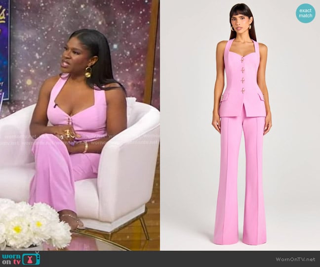 Nadine Merabi Zoe Waistcoa and Charlotte Pants worn by Edwina Findley on Good Morning America