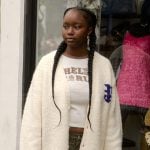 Naima’s white cardigan on Reasonable Doubt