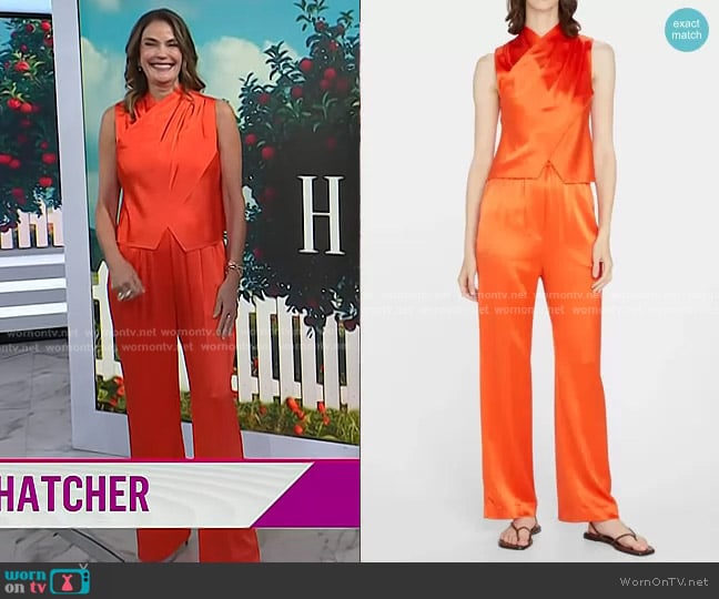 Nanushka Difya Wrap Top and Millo Pants worn by Teri Hatcher on Today