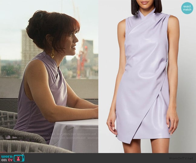 Nanushka Melba Draped Vegan Leather Dress worn by Cherry Laine (Olivia Cooke) on The Girlfriend