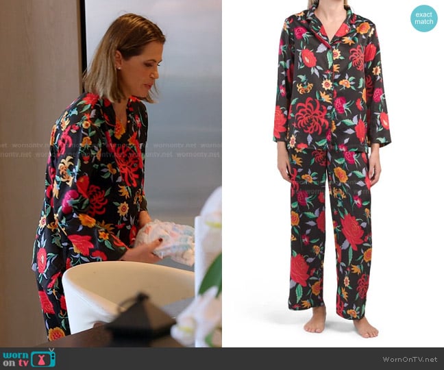 Natori Floral Long Sleeve Pajama Set worn by Julia Lemigova (Julia Lemigova) on The Real Housewives of Miami