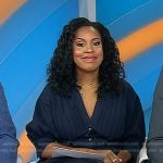 Sheinelle’s navy pleated v-neck shirtdress on Today