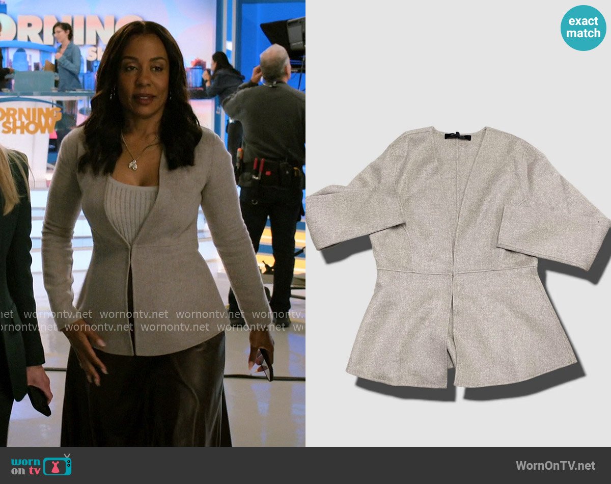 Neiman Marcus Cashmere Double-Face V-Neck Jacket worn by Mia Jordan (Karen Pittman) on The Morning Show