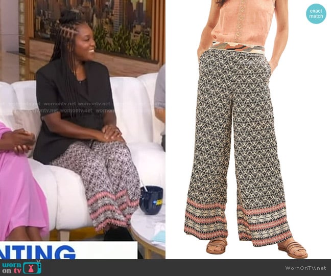Nekane Printed Wide-Leg Pants worn by Maya Feller on Good Morning America