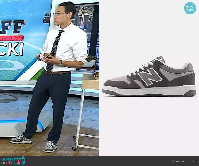 New Balance BB480 Sneakers in Castlerock/Shadow Grey worn by Steve Kornacki on Today