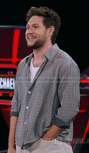Niall's grey plaid opening scene shirt on The Voice