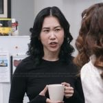 Nicole’s black long sleeve top on The Paper