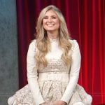 Nikki Novak’s tweed ruffle dress on Access Hollywood