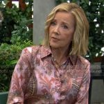 Nikki’s pink paisley print button-down top on The Young and the Restless