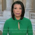 Nikole Killion’s green twist neck dress on CBS Mornings