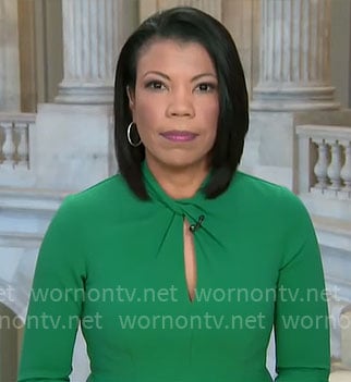 Nikole Killion's green twist neck dress on CBS Mornings