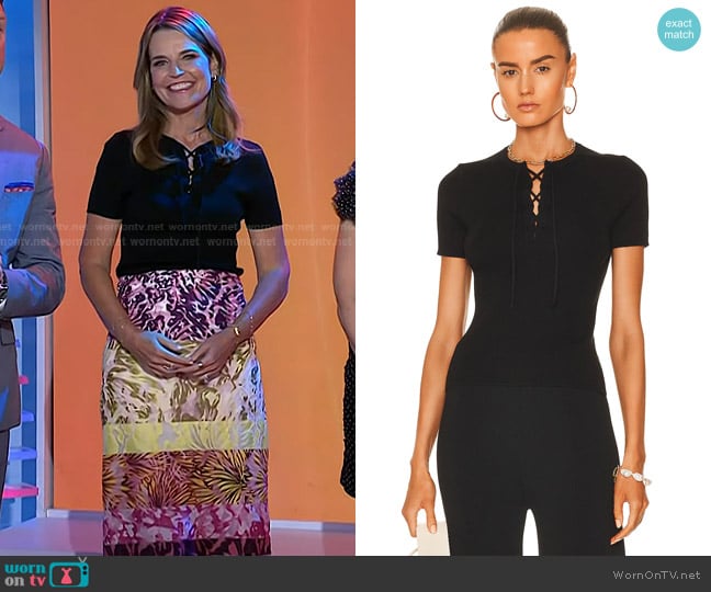 Nili Lotan Wells Lace Up Sweater worn by Savannah Guthrie on Today