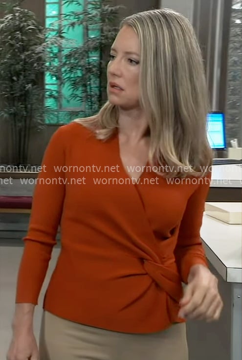 Nina's orange knot front top on General Hospital