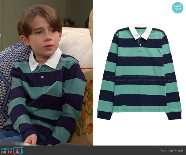 Nordstrom Kids' Stripe Cotton Rugby Shirt worn by  Thomas DiMera (Cary Christopher) on Days of our Lives