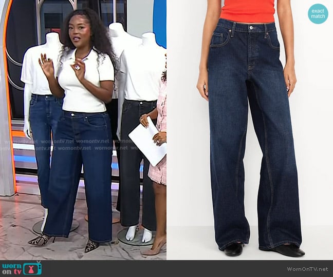 Old Navy Mid-Rise Slouchy Wide-Leg Jeans worn by Makho Ndlovu on Today
