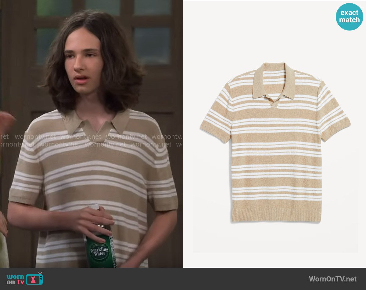Old Navy Short-Sleeve Striped Polo worn by Grover Johnson (Hank Greenspan) on The Neighborhood