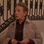 Oliver’s lavender paisley print shirt on Only Murders in the Building