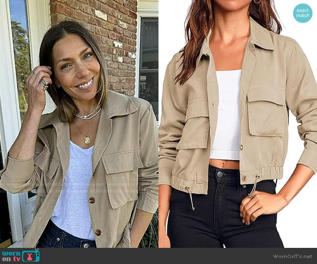 Onedreamer at Amazon Military Safari Cropped Jackets in Beige worn by  on Today