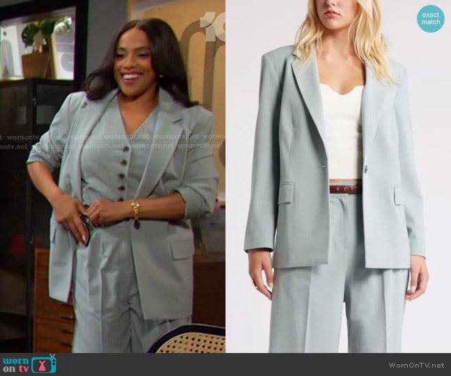 Open Edit Relaxed Fit Blazer in Teal Pond worn by Jada Hunter (Elia Cantu) on Days of our Lives