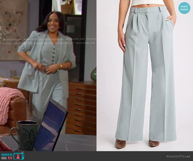 Open Edit Wide Leg Pants in Teal Pond worn by Jada Hunter (Elia Cantu) on Days of our Lives