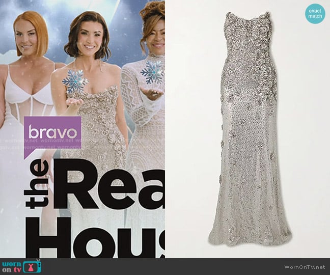 Oscar de la Renta crystal-embellished Tulle Gown worn by Bronwyn Newport on The Real Housewives of Salt Lake City