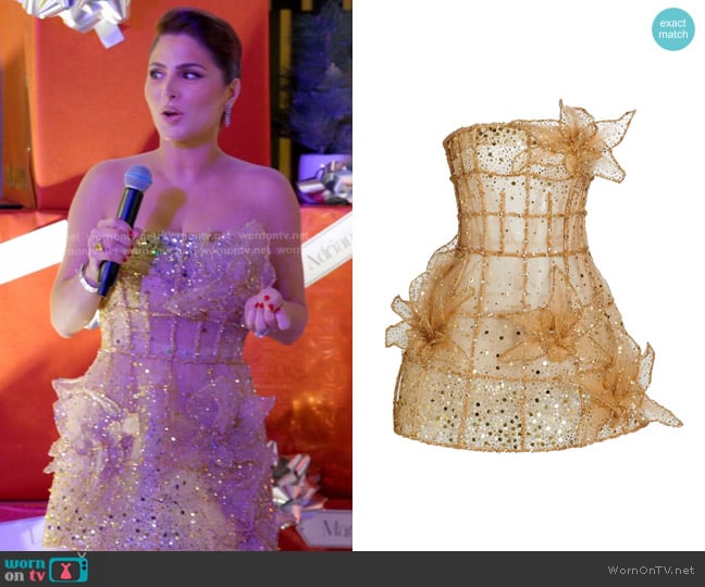 Oscar de la Renta Crystal Embroidered Grid Cocktail Dress worn by Stephanie Shojaee (Stephanie Shojaee) on The Real Housewives of Miami