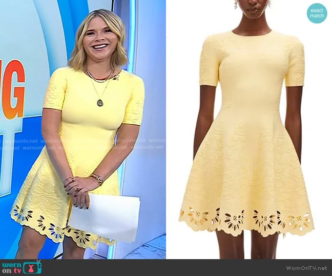 Oscar de la Renta Jacquard Eyelet Fit-&Flare Dress worn by Jenna Bush Hager on Today