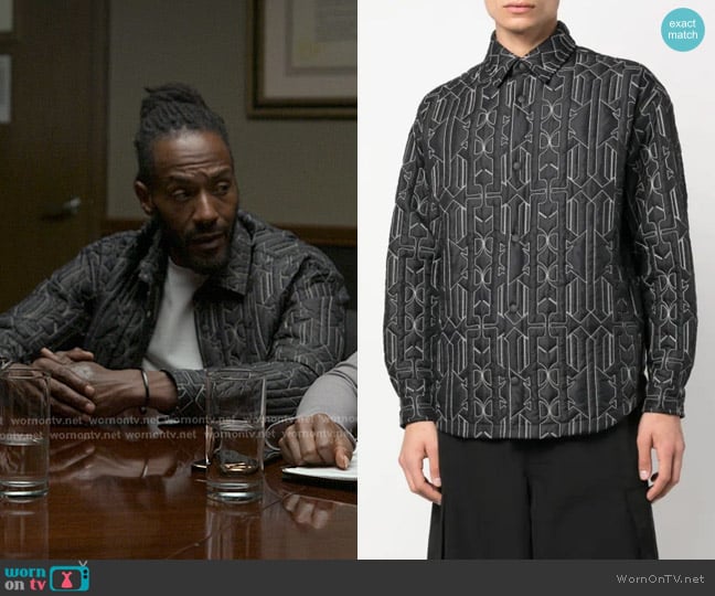 Palm Angels Monogram-quilted Shirt Jacket worn by Lewis Stewart (McKinley Freeman) on Reasonable Doubt